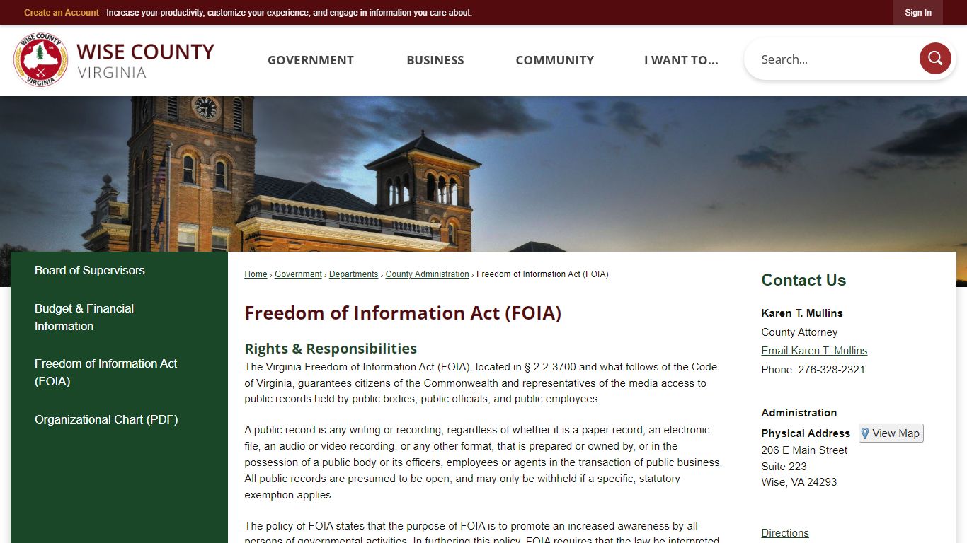 Freedom of Information Act (FOIA) | Wise County, VA